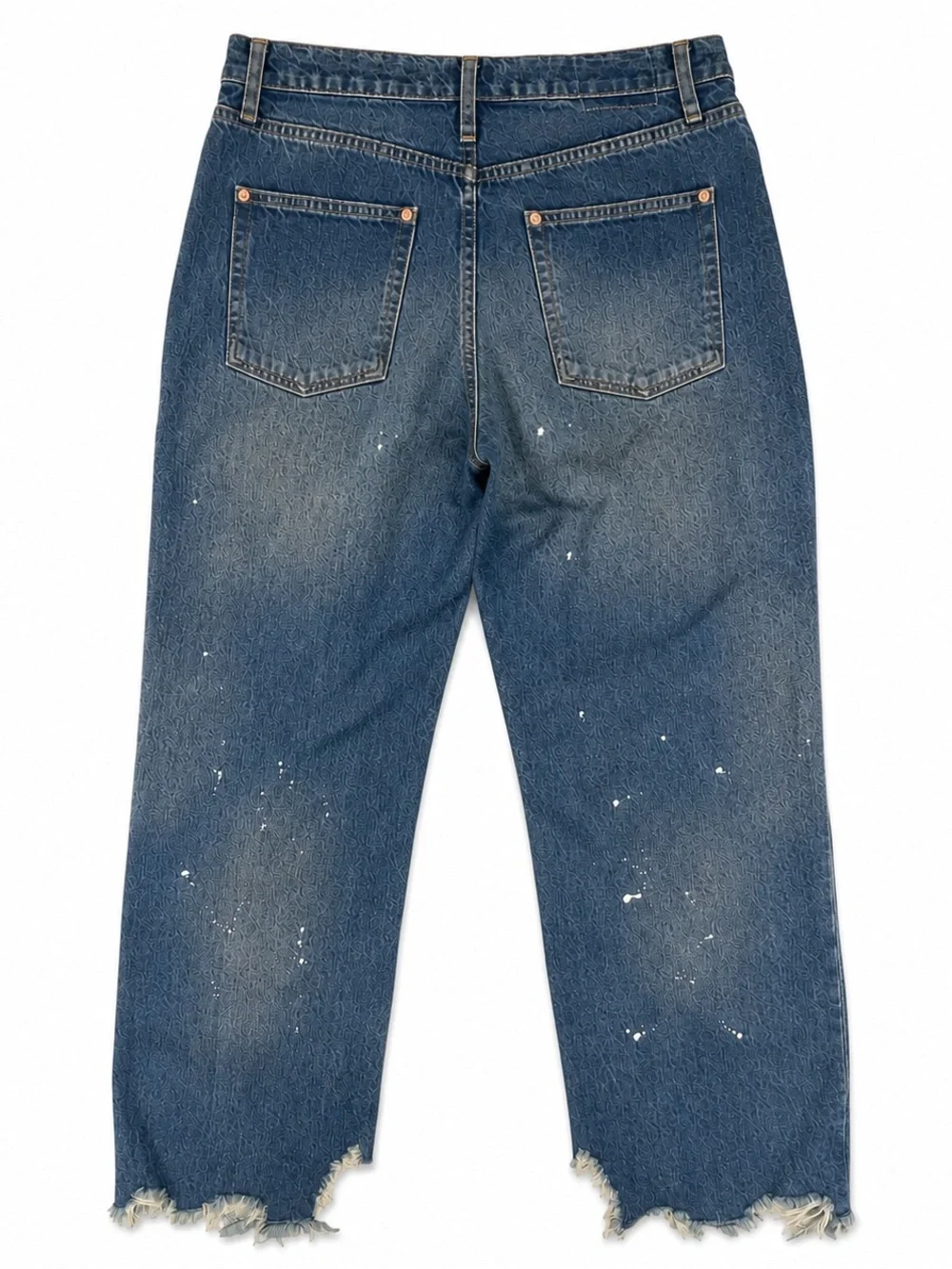 We The Free Free People Twenty Eight Distressed Paint Spotting Raw Hem Jeans